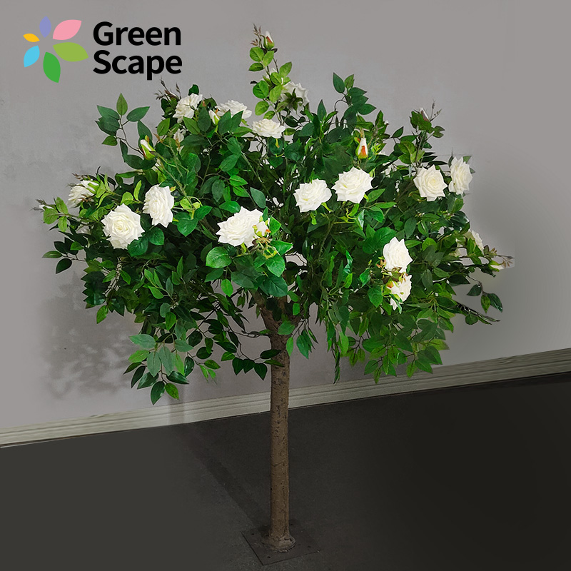 1.5-meter-tall artificial rose tree: The petals have a soft and smooth texture, and the branches have an artificial texture, restoring the vitality of nature