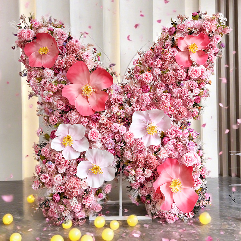 Romantic pink butterfly floral art pieces, popular check-in spots, art installation props