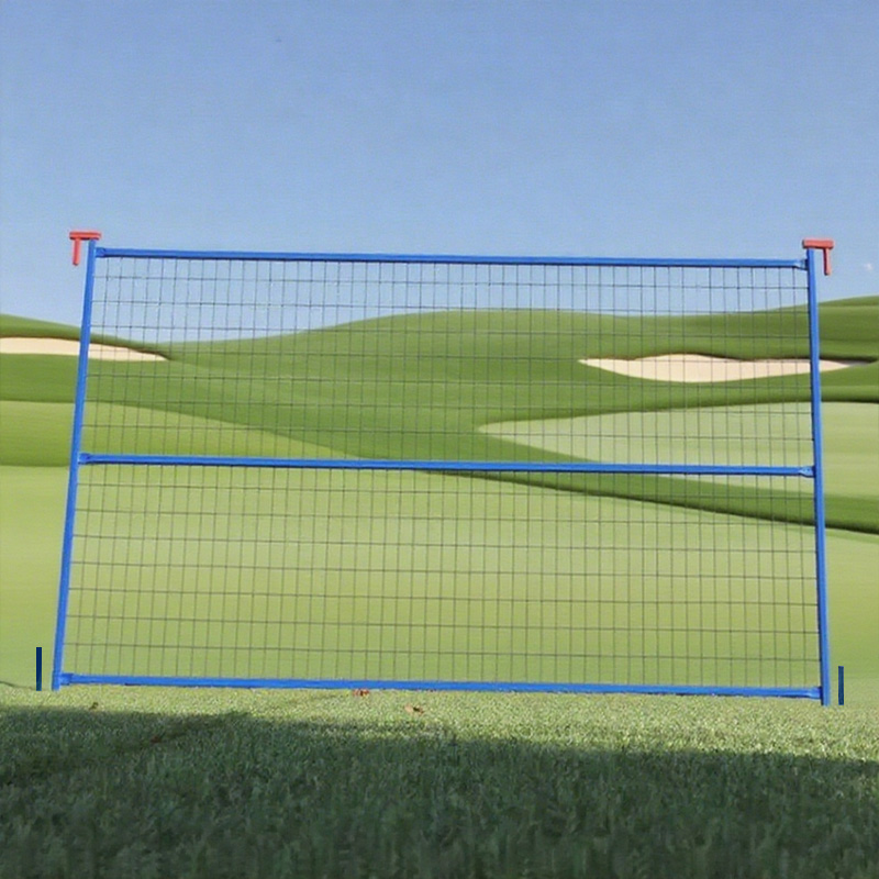 The blue golf fence for outdoor course training is easy to install