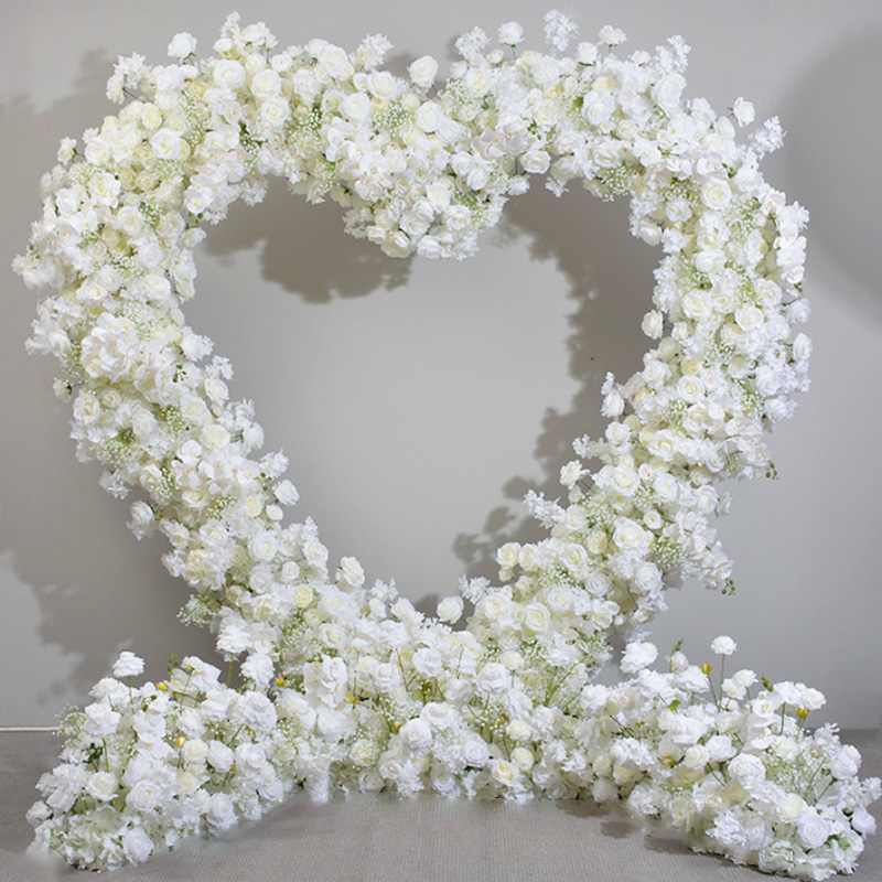 Pure white heart-shaped flower art installation proposal and confession scene decoration props